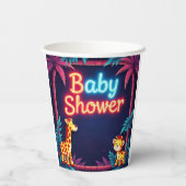 Neon Safari Baby shower Cups Papieren Bekers (Achterkant)