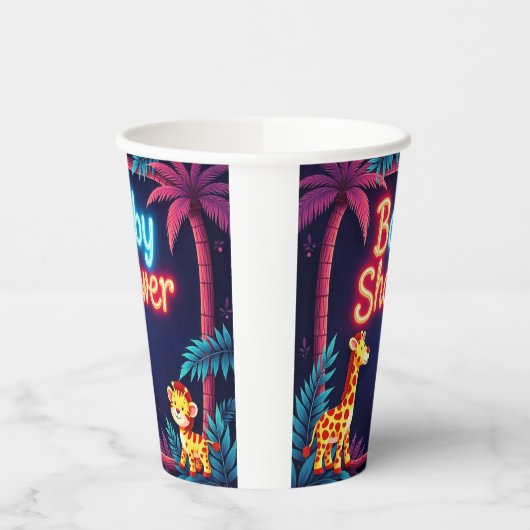 Neon Safari Baby shower Cups Papieren Bekers (Links)