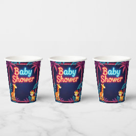 Neon Safari Baby shower Cups Papieren Bekers