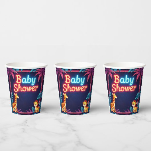 Neon Safari Baby shower Cups Papieren Bekers (Multi)