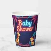 Neon Safari Baby shower Cups Papieren Bekers (Voorkant)