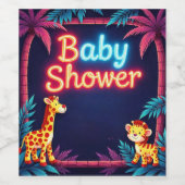 Neon Safari Baby shower Fles & Wijnlabels Wijn Etiket (Enkel label)