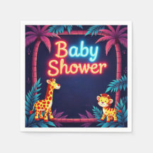 Neon Safari Baby shower servetten