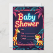 Neon Safari-thema Baby shower uitnodiging (Voorkant)