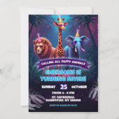 Neon Safari Wild Animals Boy Verjaardag Kaart (Voorkant)
