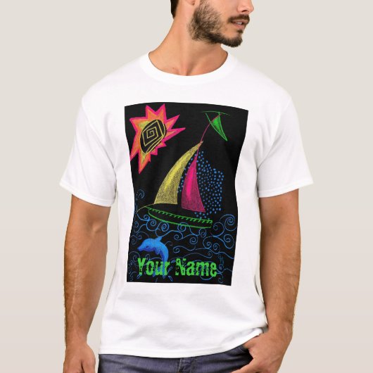 Neon Sailing, Jouw naam T T-shirt (Voorkant)