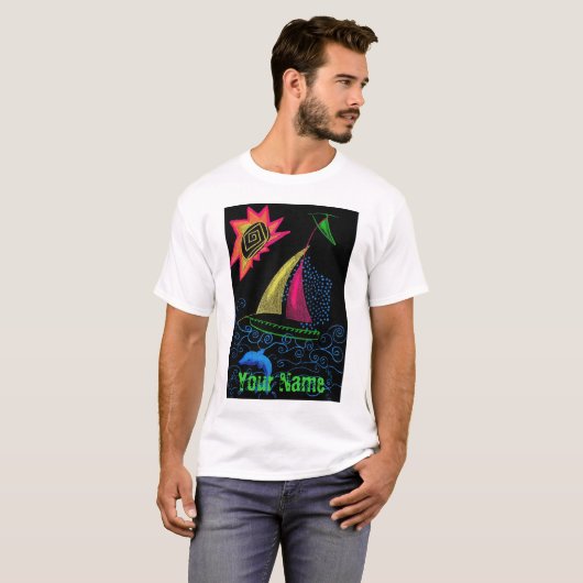 Neon Sailing, Jouw naam T T-shirt (Voorkant volledig)