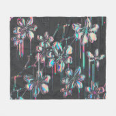 Neon Sakura Glitch – Futuristisches Blumenmuster Fleece Deken (Voorkant (Horizontaal))