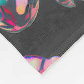 Neon Sakura Glitch – Futuristisches Blumenmuster Fleece Deken (Hoek)
