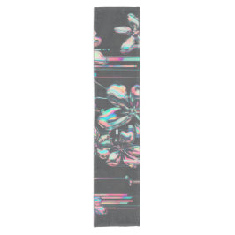 Neon Sakura Glitch – Futuristisches Blumenmuster Korte Tafelloper