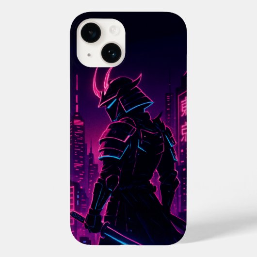 Neon Samurai Cyberpunk iPhone Case (Achterkant)