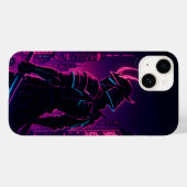 Neon Samurai Cyberpunk iPhone Case (Achterkant (horizontaal))