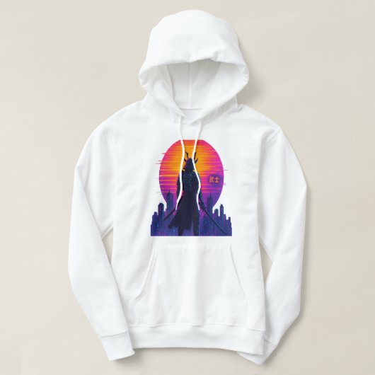 Neon Samurai - Cyberpunk Warrior Art Hoodie (Design voorkant)
