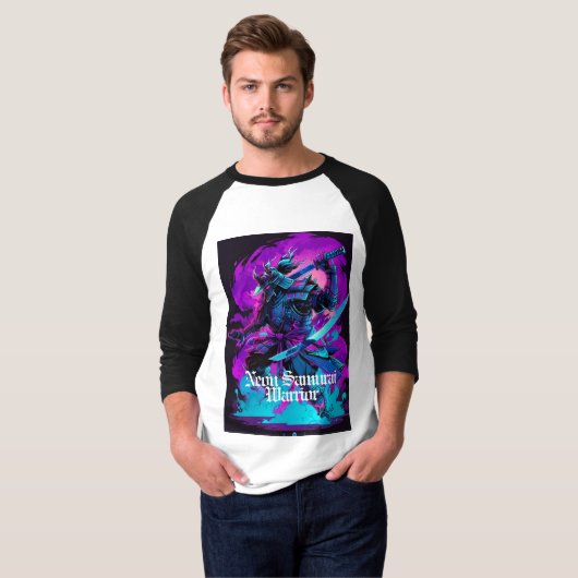 Neon Samurai: een cyberkrijger van de toekomst T-shirt (Voorkant volledig)