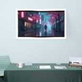 Neon Samurai Nachten – Retro Anime Tokio Kunst Spandoek (Beurs)
