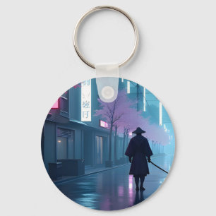 Neon Samurai Sleutelhanger – Retro Anime Tokyo Des
