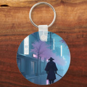Neon Samurai Sleutelhanger – Retro Anime Tokyo Des (Achterkant)