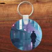Neon Samurai Sleutelhanger – Retro Anime Tokyo Des (Voorkant)