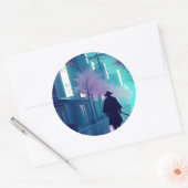 Neon Samurai Sticker – Retro Anime Cyberpunk Tokio (Envelop)