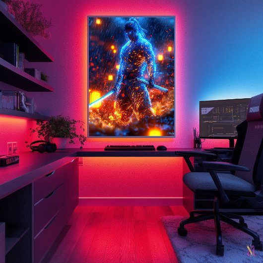 Neon Samurai Warrior – Cyberpunk Bushido Poster