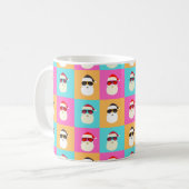 Neon Santa met zonnebril Cool Colorful Pattern Koffiemok (Voorkant links)