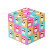 Neon Santa met zonnebril Cool Colorful Pattern Kubus (Voorkant hoekig)