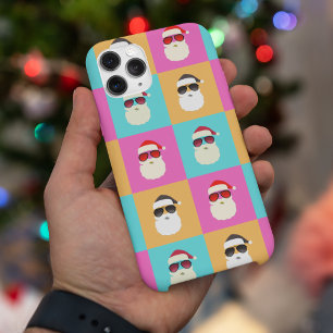 Neon Santa met zonnebrillen kleurrijk Cool Pattern Case-Mate iPhone Case