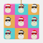 Neon Santa met zonnebrillen kleurrijk Cool Pattern Keramisch Ornament (Achterkant)