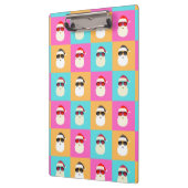 Neon Santa met zonnebrillen kleurrijk Cool Pattern Klembord (Links)