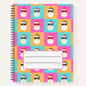 Neon Santa met zonnebrillen kleurrijk Cool Pattern Notitieboek (Voorkant)