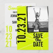 Neon Save the Date - Fun & Bright Wedding Invite Kaart (Voorkant / Achterkant)