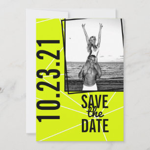 Neon Save the Date - Fun & Bright Wedding Invite Kaart