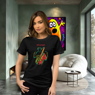 Neon Saxofoon Lijn Kunst   Leuke Muzikale T-Shirt