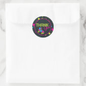 Neon Schaats Party Dank u wel! Ronde Sticker (Tas)