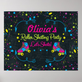 Neon Schaats Party Poster