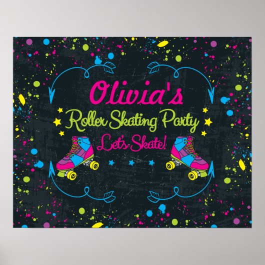 Neon Schaats Party Poster (Voorkant)