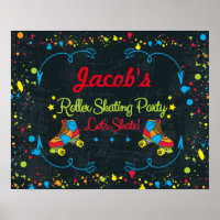 Neon Schaats Party Poster
