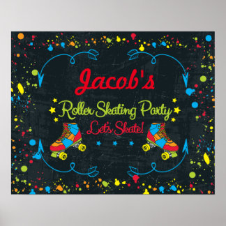 Neon Schaats Party Poster