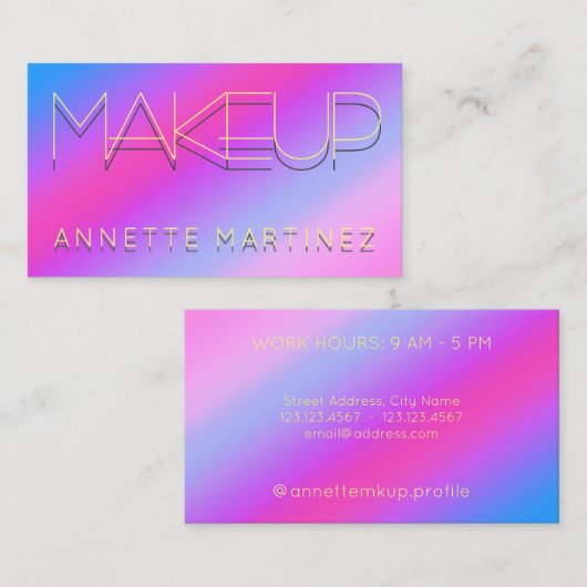 Neon schaduwtekst op vioolglanzend oppervlak visitekaartje (Voorkant / Achterkant)