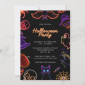 Neon Schattigee Glow in Dark Halloween Party Kaart (Voorkant)