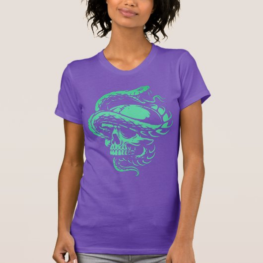 Neon Schedel en Slang Gothic Art T-shirt (Voorkant)