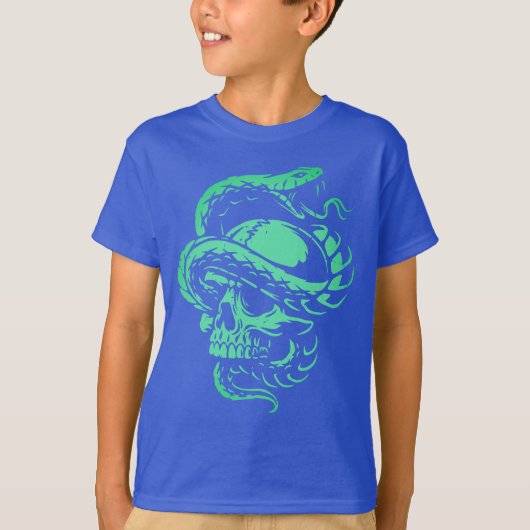 Neon Schedel en Slang Gothic Art T-shirt (Voorkant)