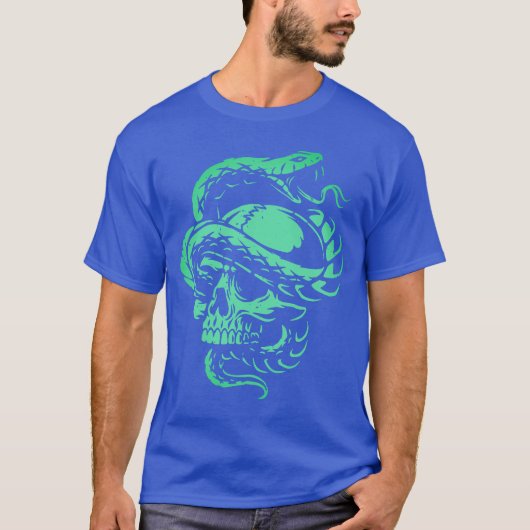 Neon Schedel en Slang Gothic Kunst T-shirt (Voorkant)