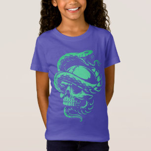Neon Schedel en Slang Gothic Kunst T-shirt