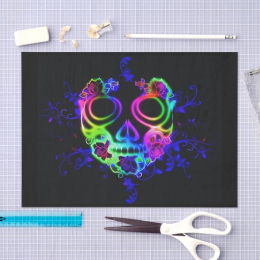 Neon schedel gezicht tissuepapier (Craft)