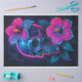 Neon schedel met Hibiscus Decoupage Papier (Craft)