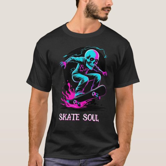 Neon Schedel Skateboard T-Shirt (Voorkant)