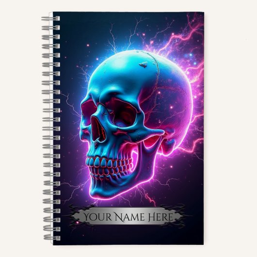 Neon Schedel Spiraal Notebook Notitieboek (Voorkant)