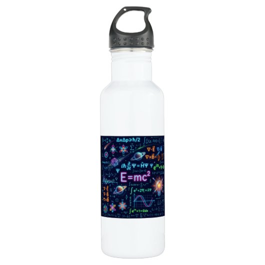 Neon Science Equations Water Bottle | Physics Math Waterfles (Voorkant)