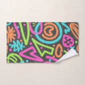 Neon Scribble Splash Handdoek – Vibrant Retro Pop  (Handdoek)